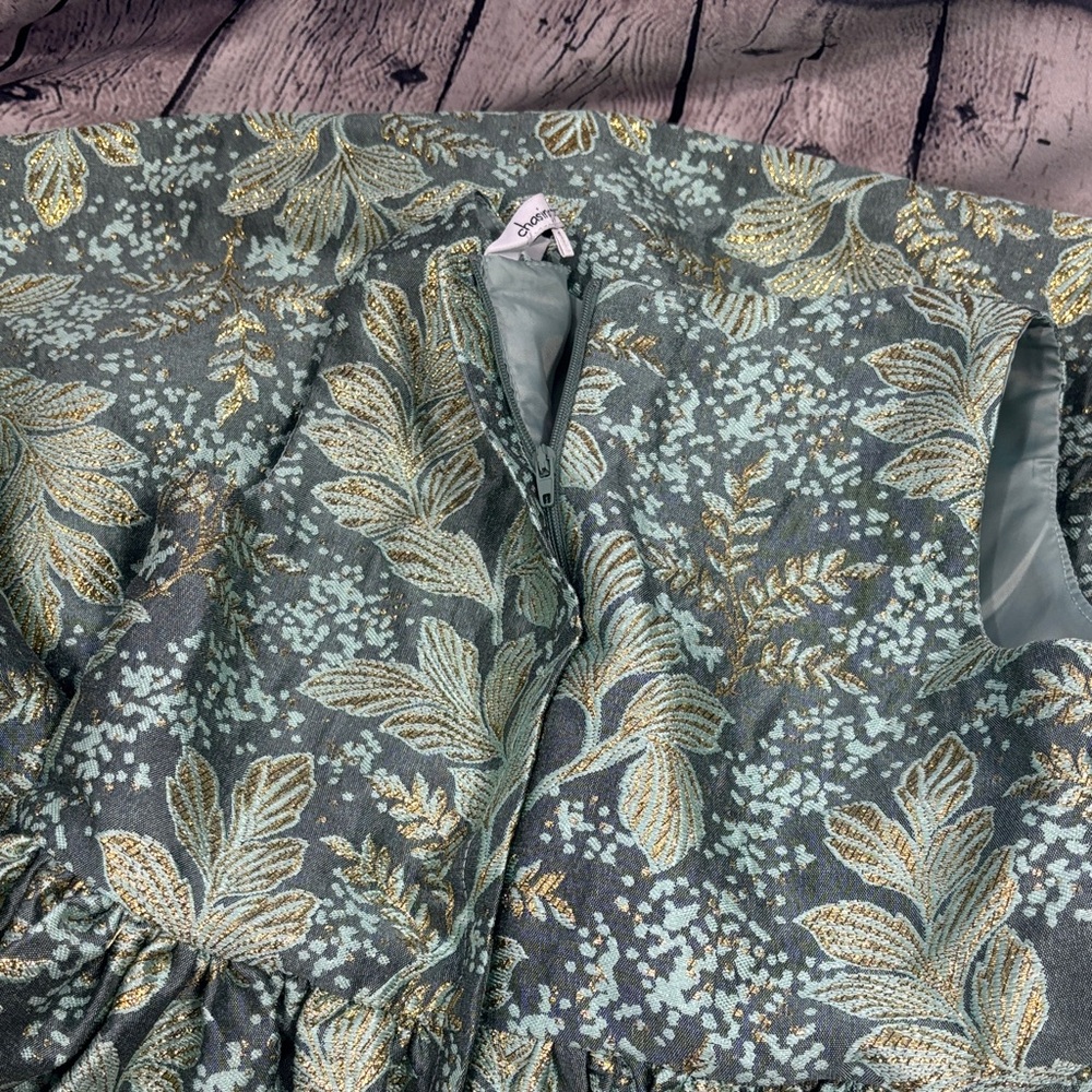 Chasing Fireflies Green and Gold Floral Dress - Picture 9 of 10
